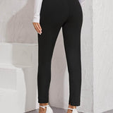 Negro / S pantalones bajo con abertura de cintura elástica