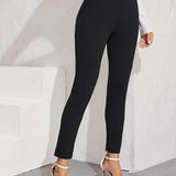 Negro / XL pantalones bajo con abertura de cintura elástica