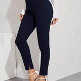 Azul Marino / L pantalones bajo con abertura de cintura elástica