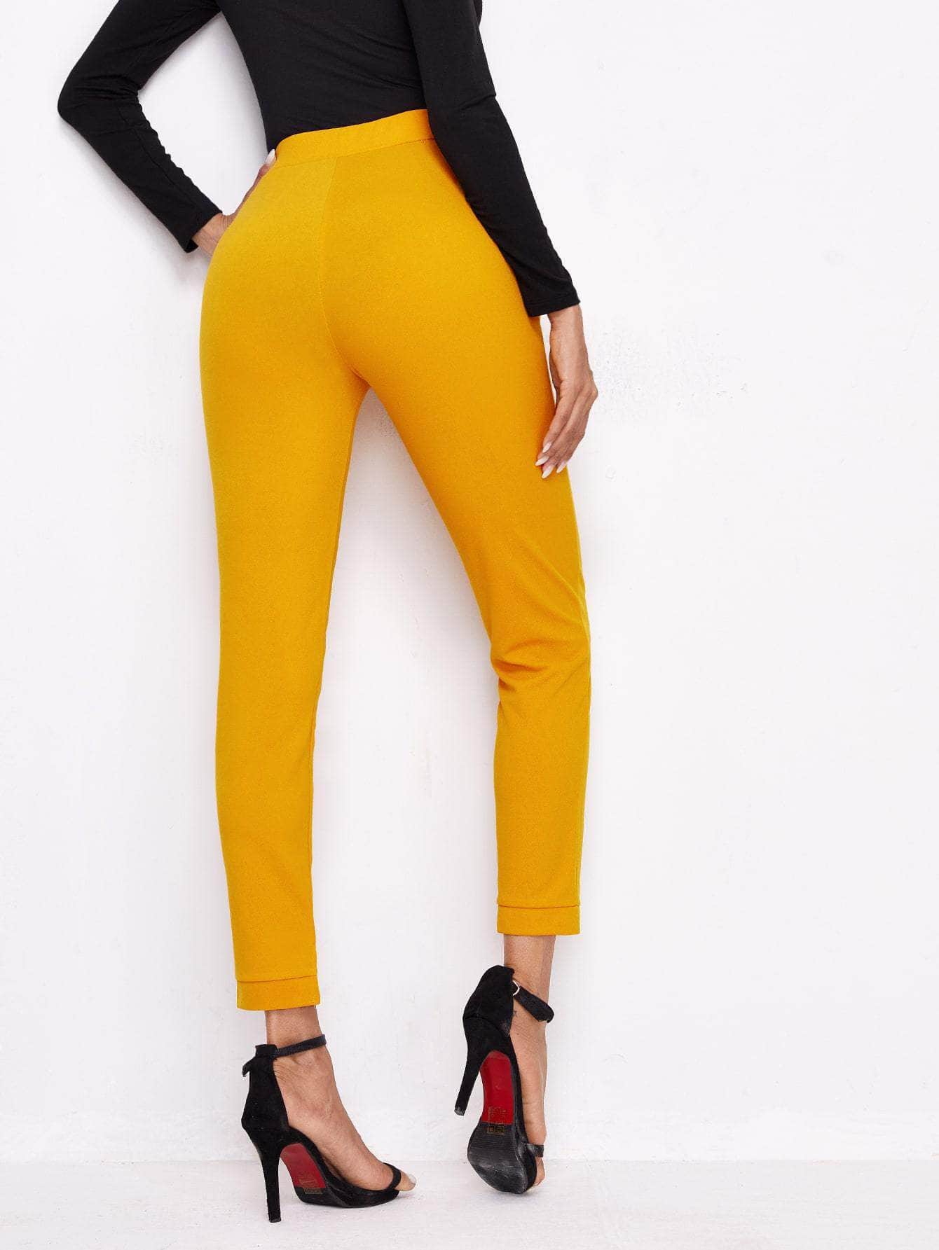 Amarillo / S pantalones bajo con abertura de cintura elástica
