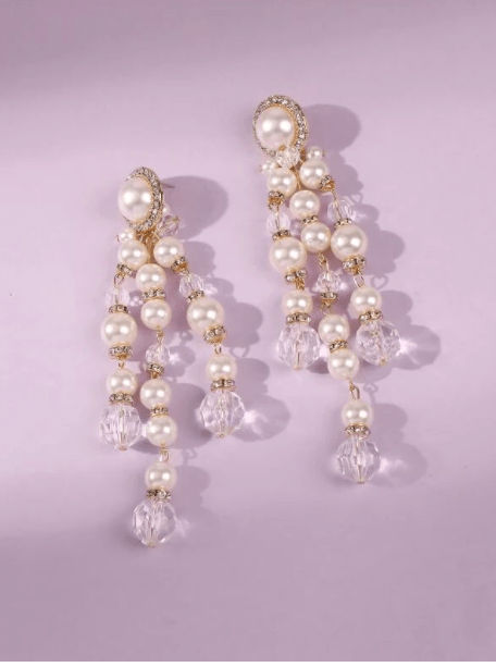 Unitalla / Dorado Pendientes con cuenta con perla artificial