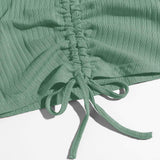 verde menta / L SHEIN Camisetas Cordón Liso Sexy