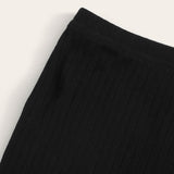 Negro / L SHEIN Shorts tejido de canalé de cintura elástica