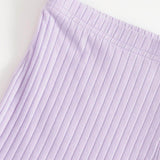 Lila Purpura / XL SHEIN Shorts tejido de canalé de cintura elástica