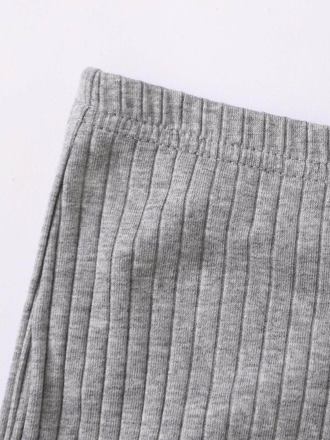 Gris Claro / XL SHEIN Shorts tejido de canalé de cintura elástica