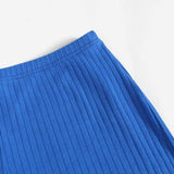 Azul / M SHEIN Shorts tejido de canalé de cintura elástica