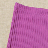 Rojo violeta / M SHEIN Shorts tejido de canalé de cintura elástica