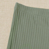 Verde militar / M SHEIN Shorts tejido de canalé de cintura elástica
