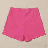 Rosa Fucsia / S SHEIN Shorts tejido de canalé de cintura elástica