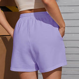 Lila Purpura / S SHEIN Shorts track unicolor de cintura con cordón