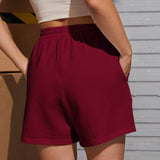 Burdeos / S SHEIN Shorts track unicolor de cintura con cordón