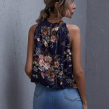Azul Marino / S SHEIN Top con estampado floral con fruncido