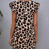 Multicolor / S SHEIN Vestido sisa con fruncido de leopardo