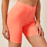 Naranja Coral / M shorts biker unicolor de cintura alta