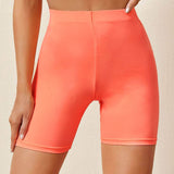 Naranja Coral / XL shorts biker unicolor de cintura alta