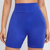 Azul electrico / L shorts biker unicolor de cintura ancha