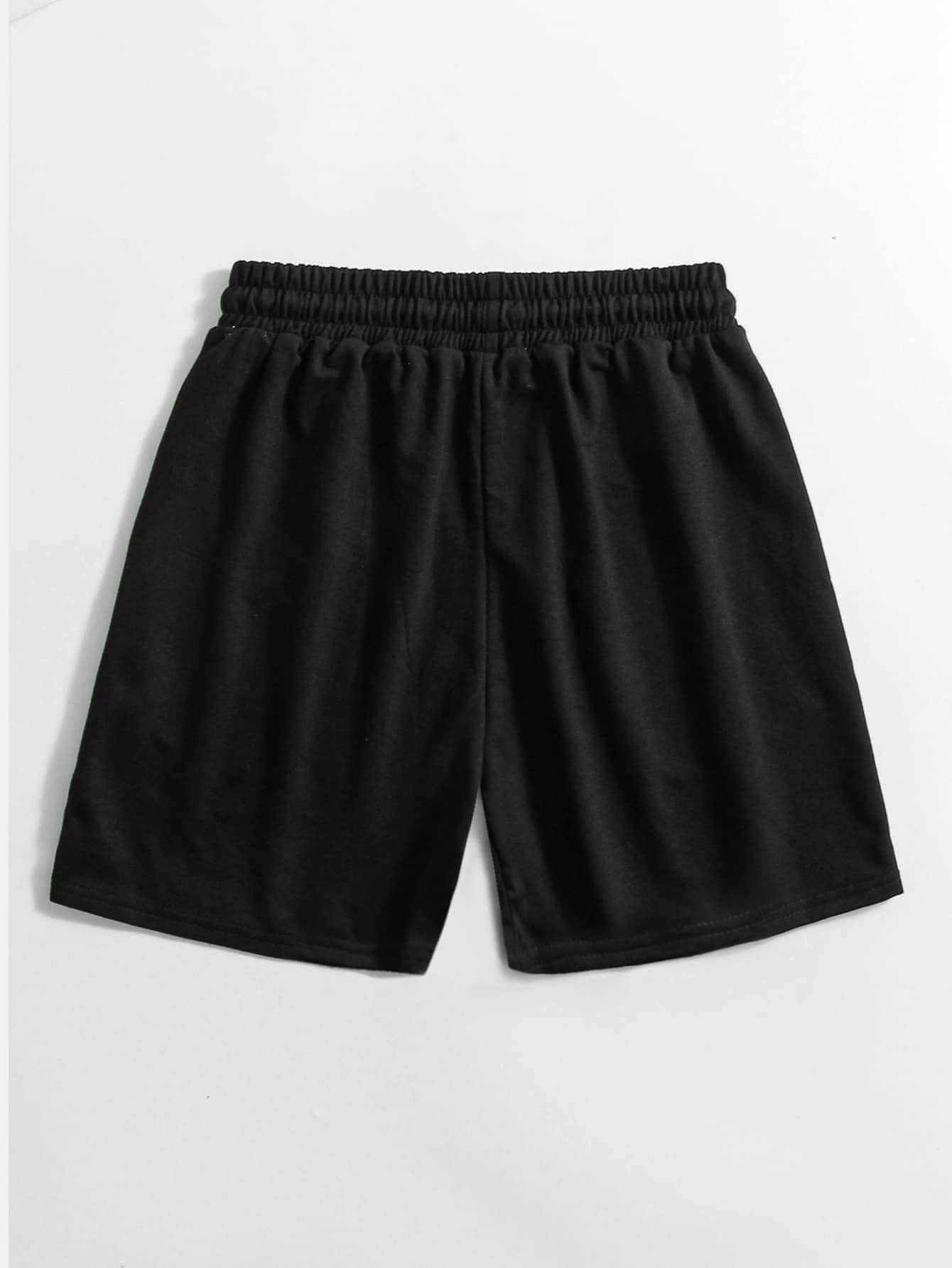 Negro / S Shorts Bolsillo Letras Casual
