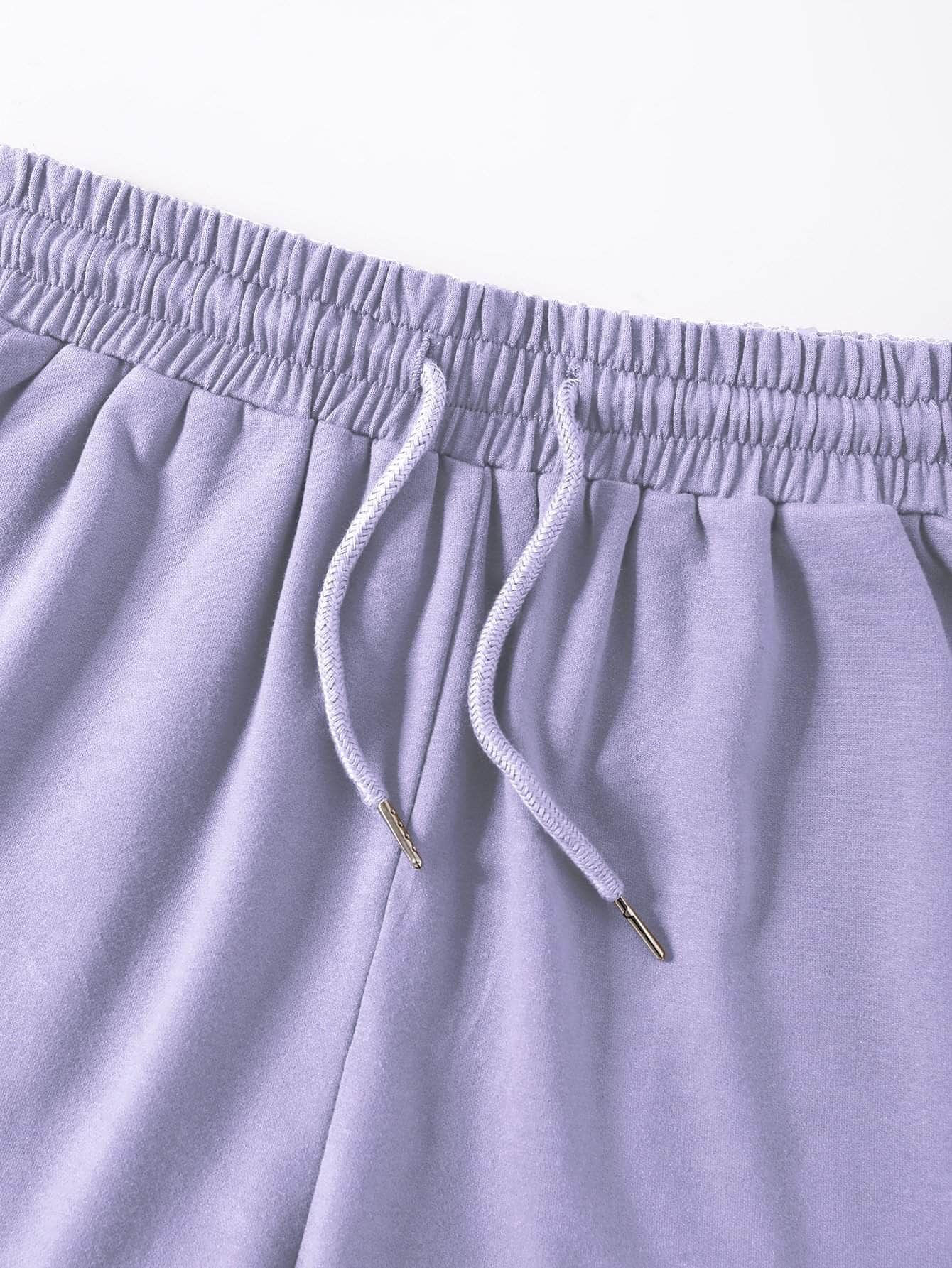 Lila Purpura / L Shorts Bolsillo Letras Casual