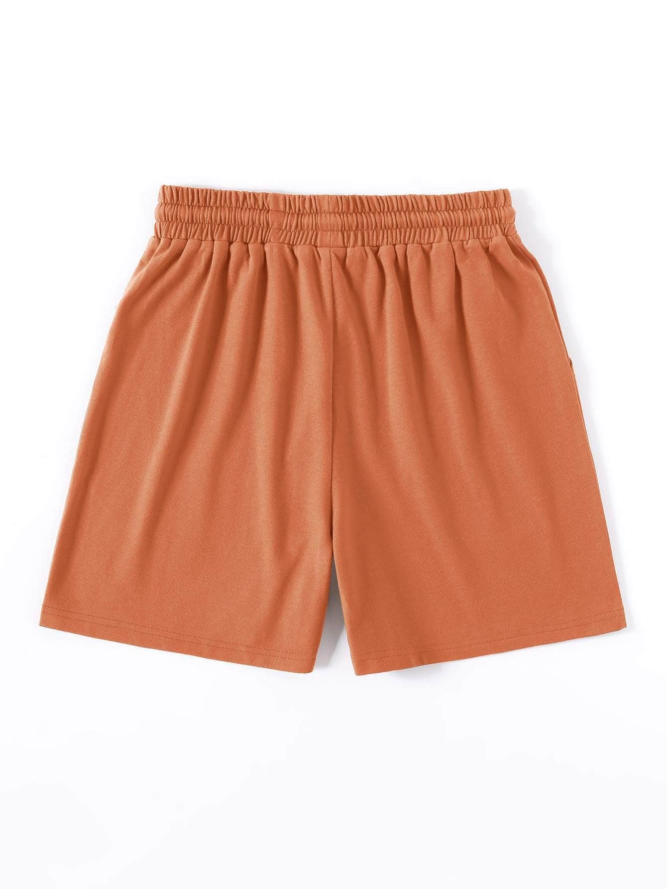 Naranja / S Shorts Bolsillo Letras Casual