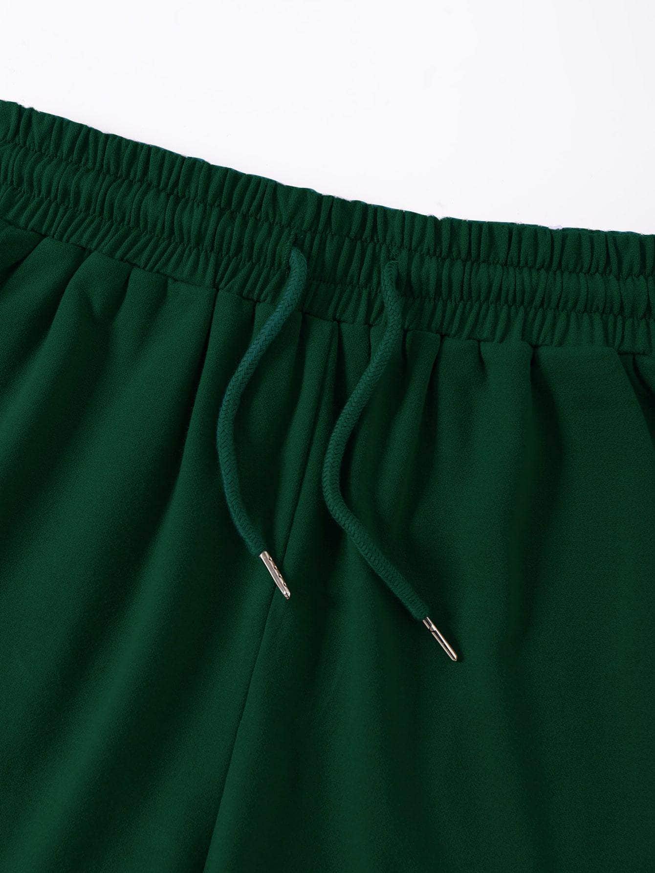 Verde Oscuro / L Shorts Bolsillo Letras Casual