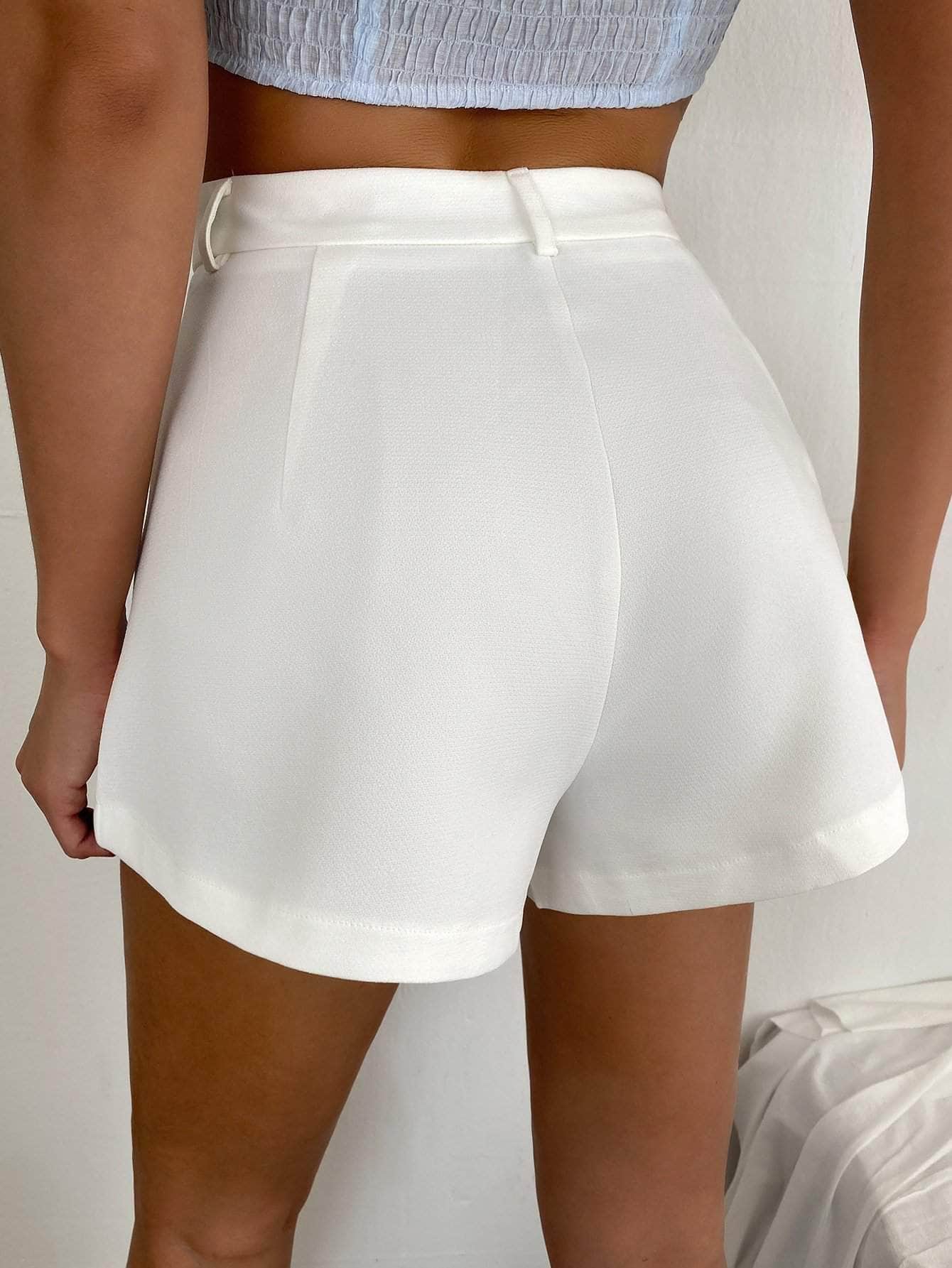 Blanco / S Shorts con bolsillo oblicuo de pierna ancha unicolor