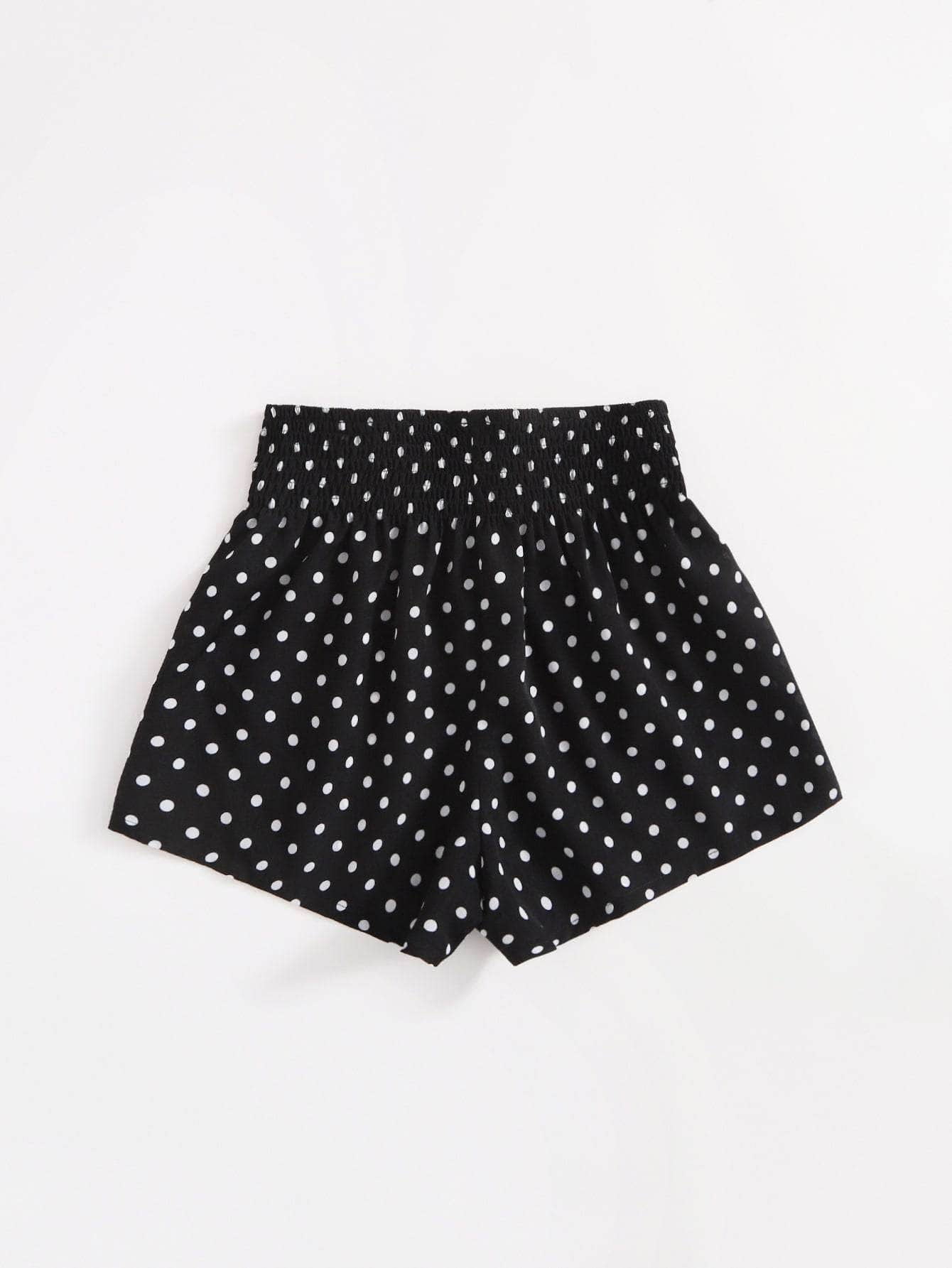 Negro / S Shorts de lunares de cintura fruncido
