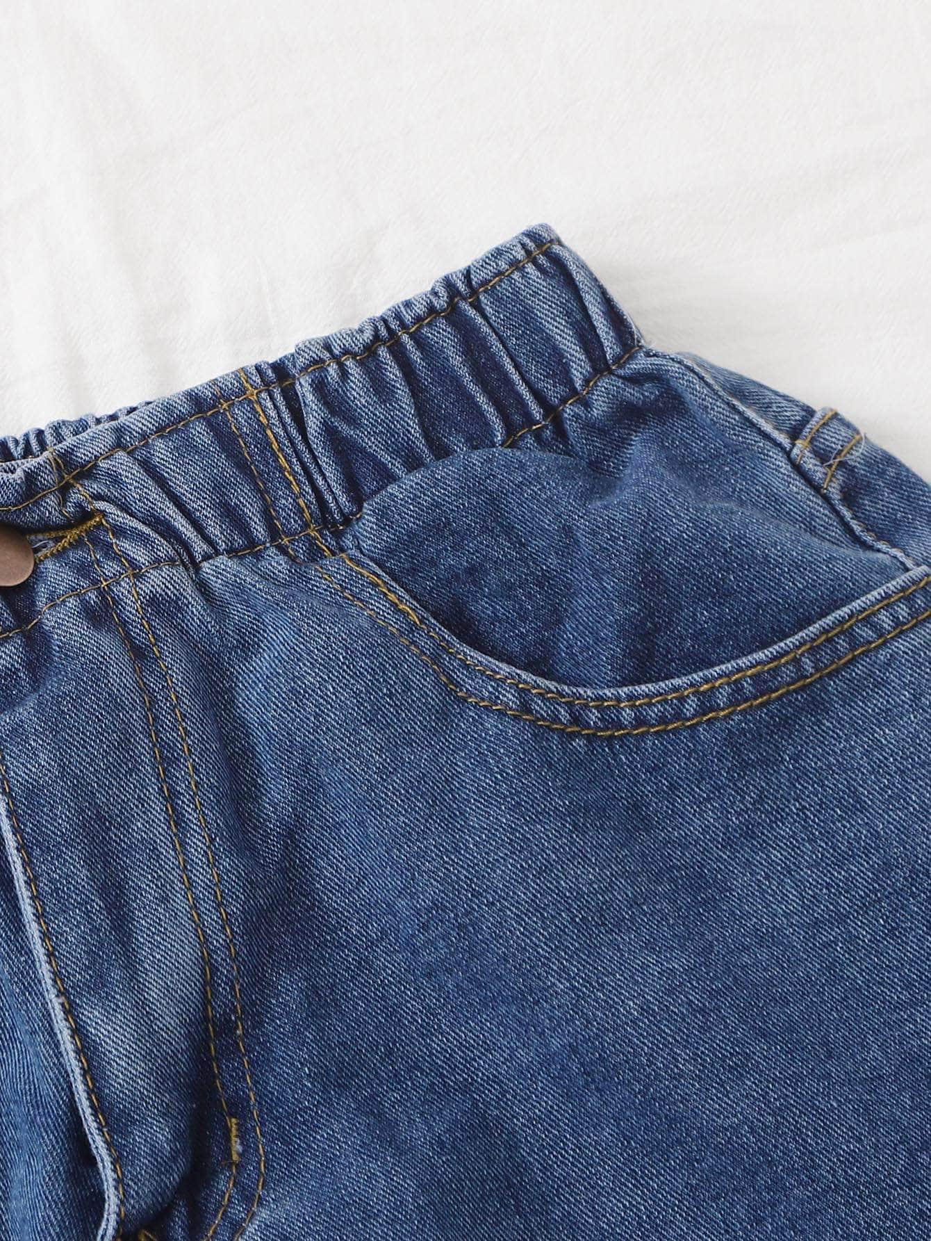 Shorts jean bajo de doblez con lavado