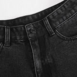 Negro / L Shorts jean con bordado bajo crudo