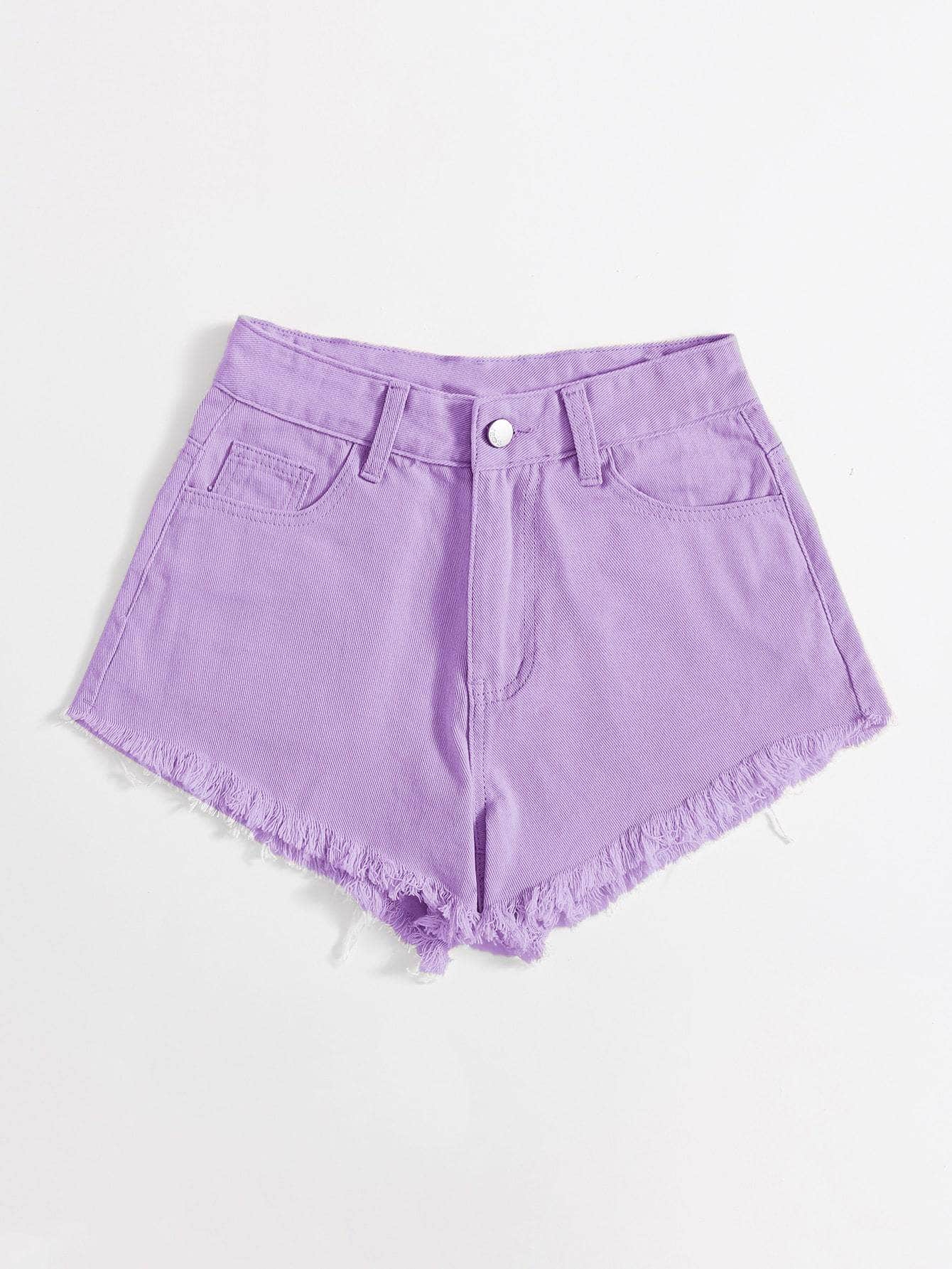 Lila Purpura / M Shorts jean con bordado bajo crudo