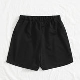 Negro / M Shorts Nudo Liso Casual
