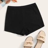 Negro / XS Shorts tejido de canalé de cintura elástica