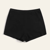 Negro / M Shorts tejido de canalé de cintura elástica