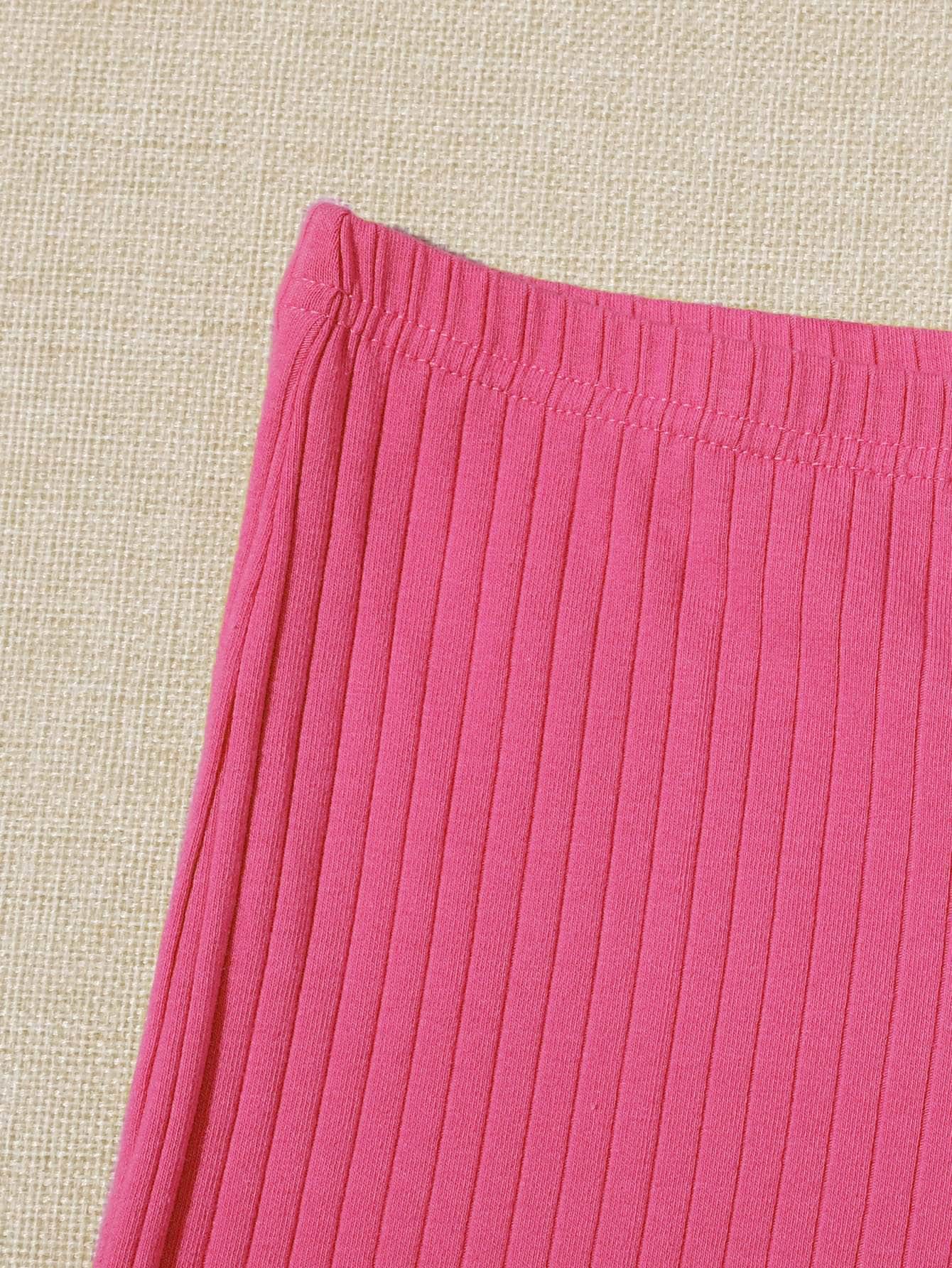 Rosa Fucsia / M Shorts tejido de canalé de cintura elástica