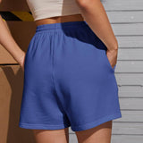 Azul / S Shorts track unicolor de cintura con cordón