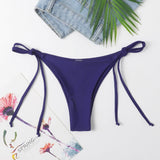 Azul Marino / S Tanga bikini con cordón lateral