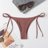 Óxido marrón / S Tanga bikini con cordón lateral