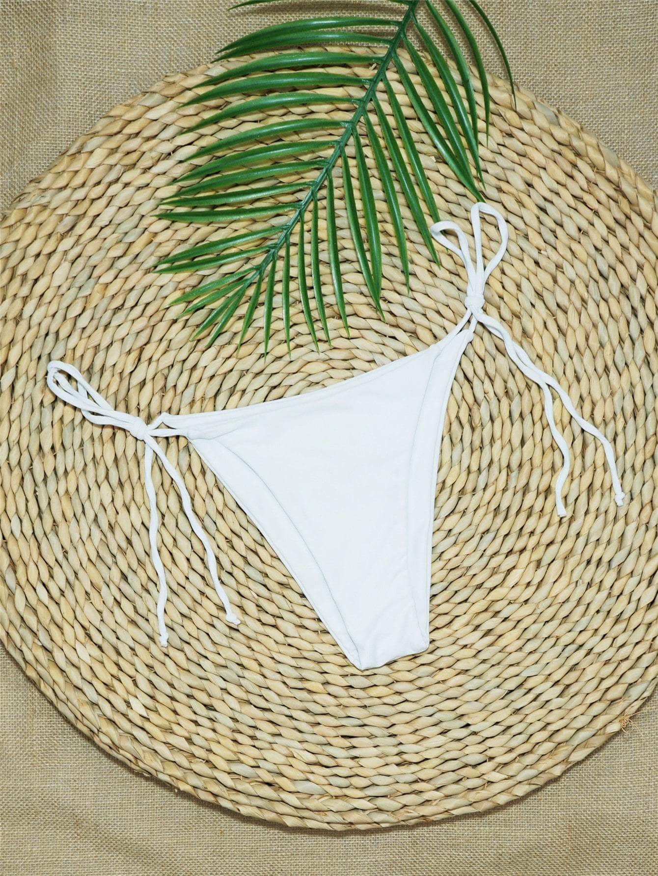 Blanco / S Tangas bikini con cordón lateral
