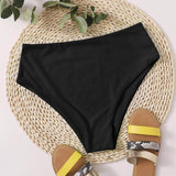 Negro / S Tangas bikini de cintura alta simple