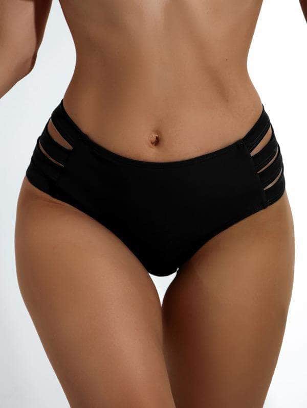 XS / Negro Tangas de bikini con abertura lateral