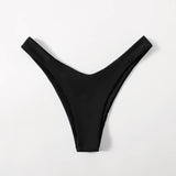 Negro / XS Tangas de bikini cortadas altas