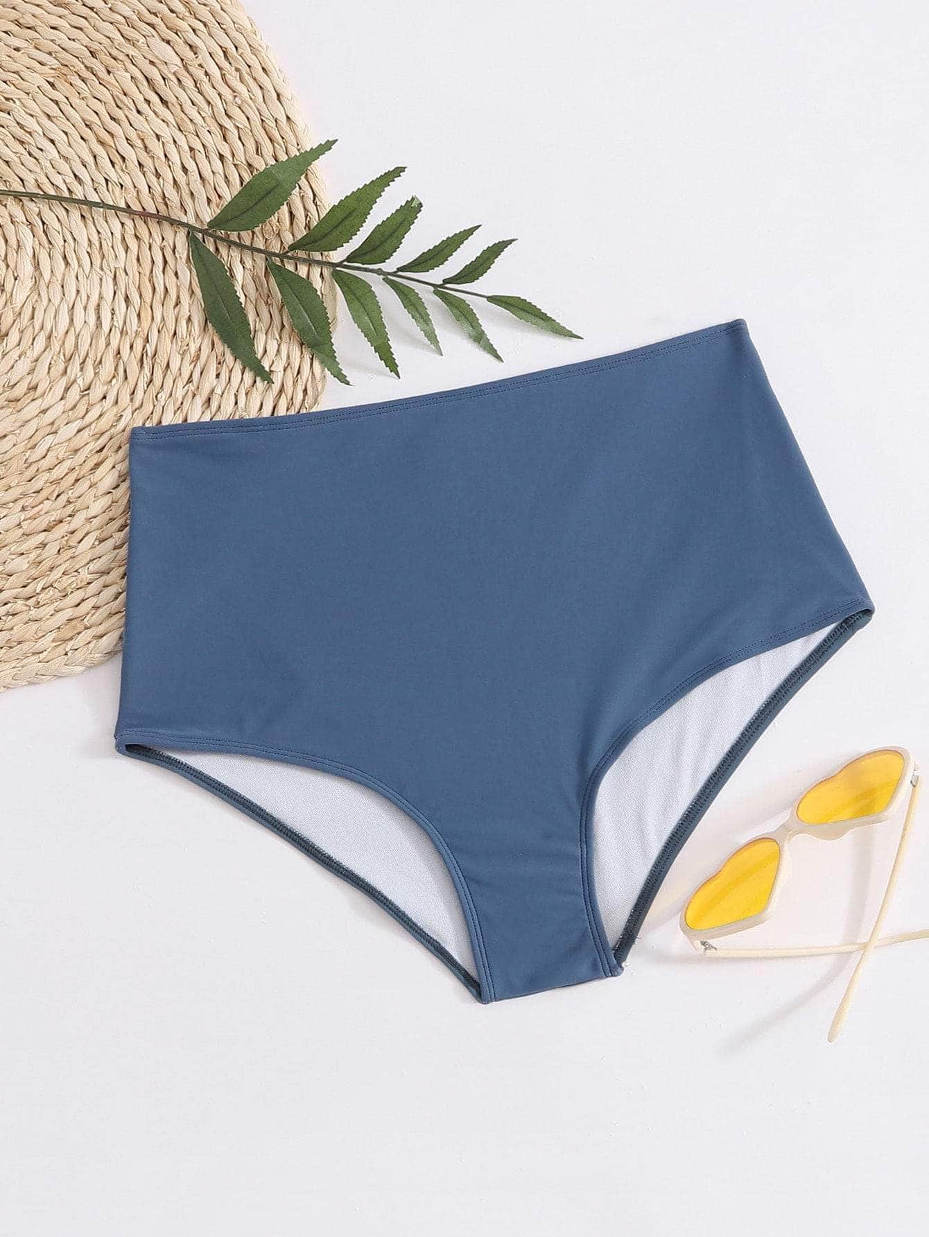 Azul Marino / S Tangas de bikini de cintura alta