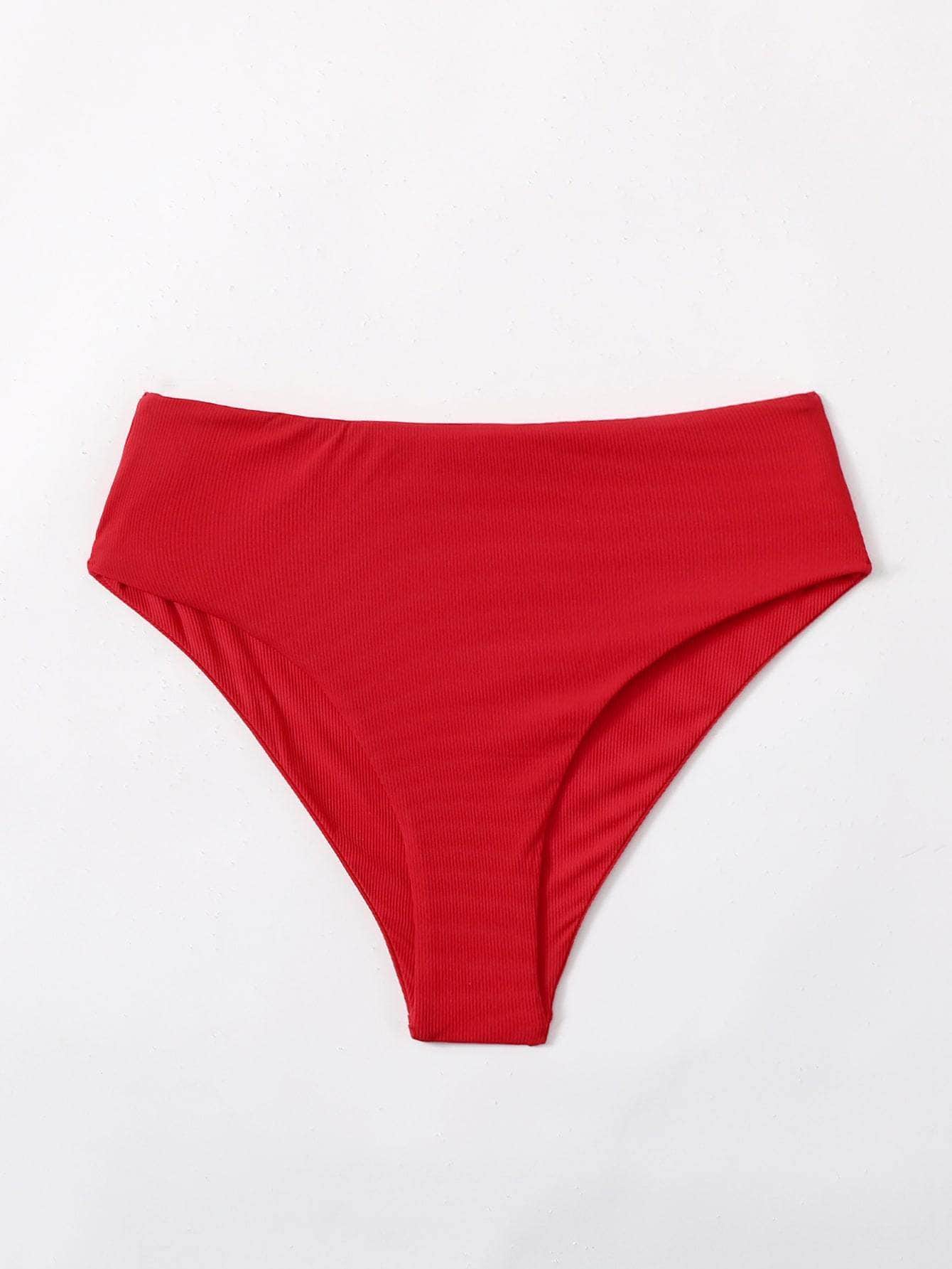 Rojo / XS Tangas de bikini de cintura alta unicolor