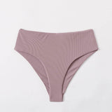 Púrpura malva / XS Tangas de bikini de cintura alta unicolor