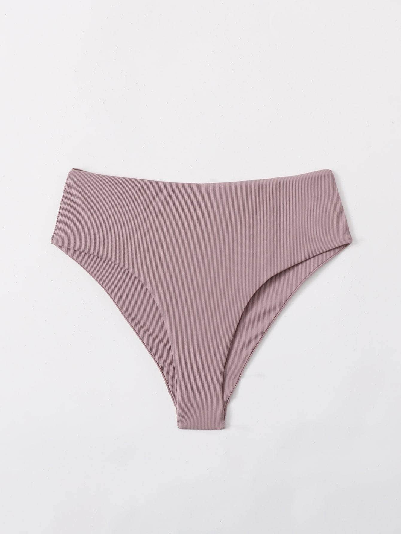 Púrpura malva / XS Tangas de bikini de cintura alta unicolor