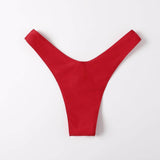 Rojo / M Tangas de bikini liso casual