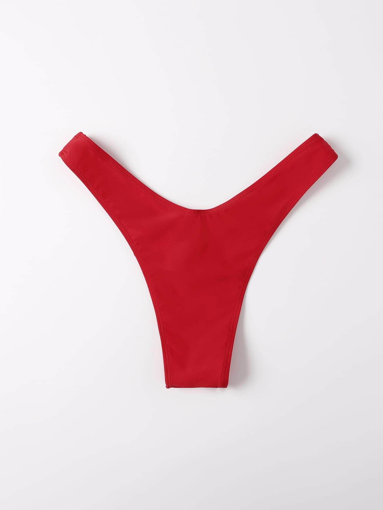 Rojo / M Tangas de bikini liso casual
