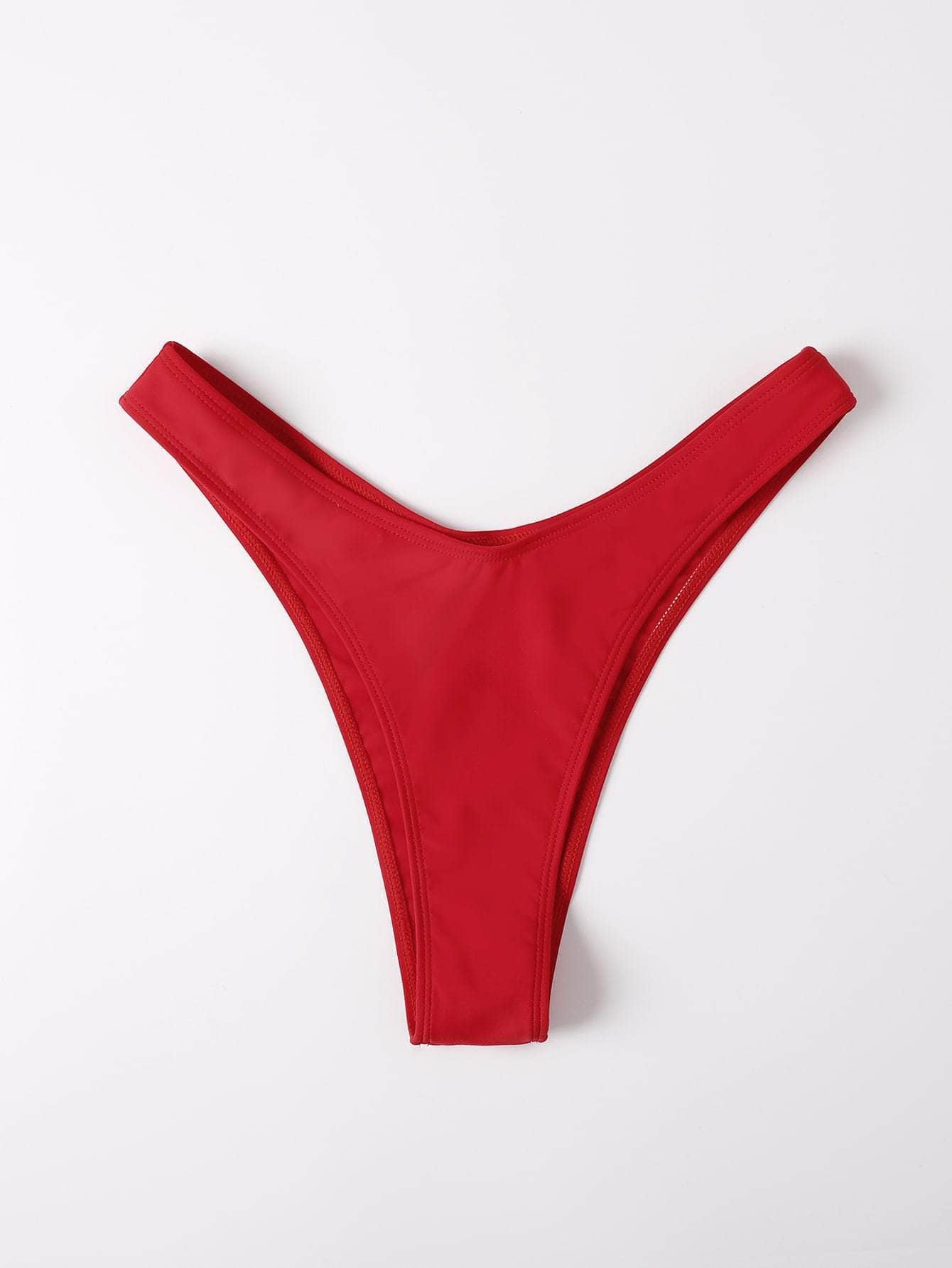 Rojo / L Tangas de bikini liso casual