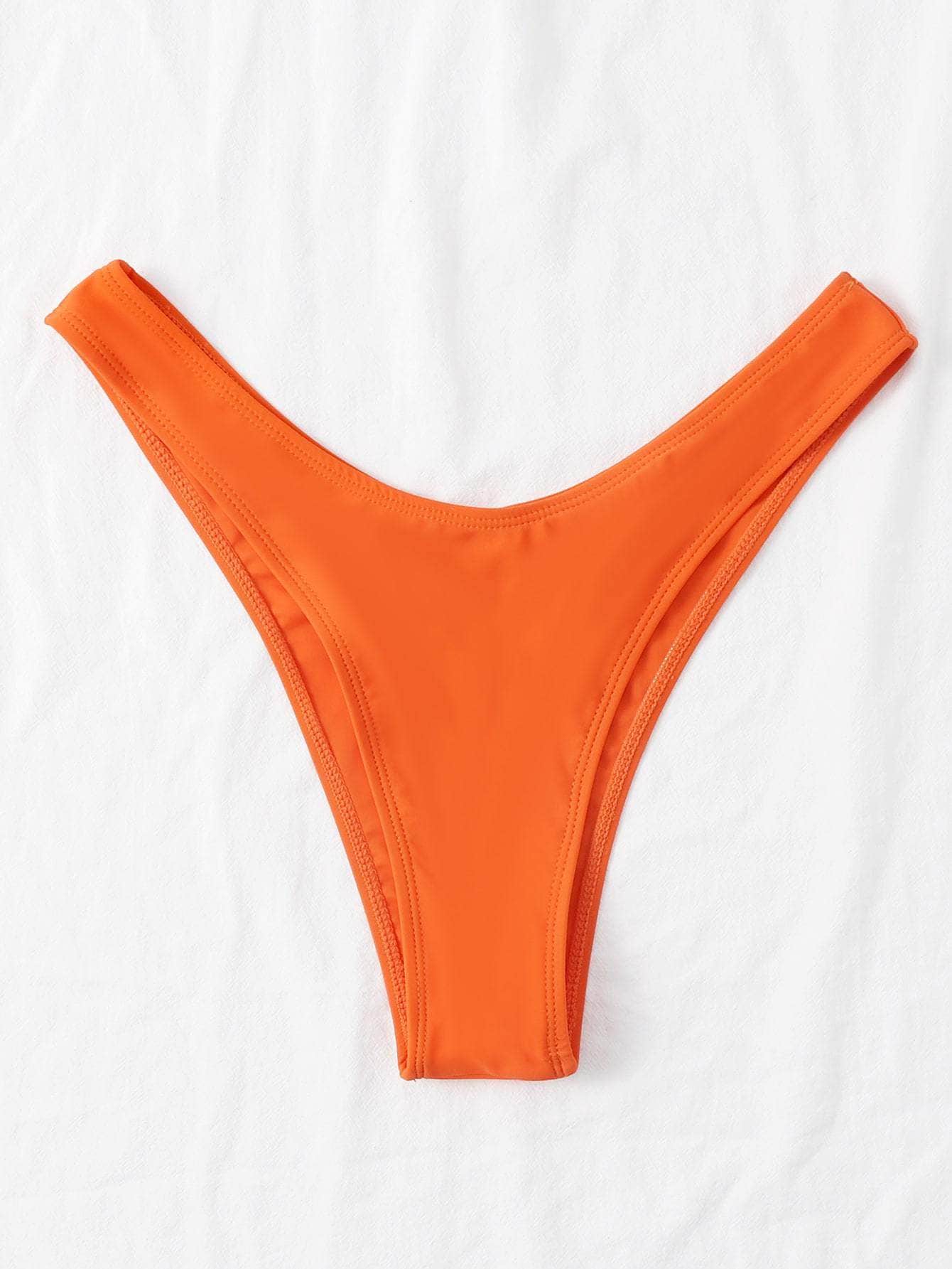 Naranja / L Tangas de bikini liso casual