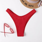 Rojo / S Tangas de bikini liso casual