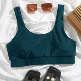 Agua verde azul / S Top bikini de cuello redondo